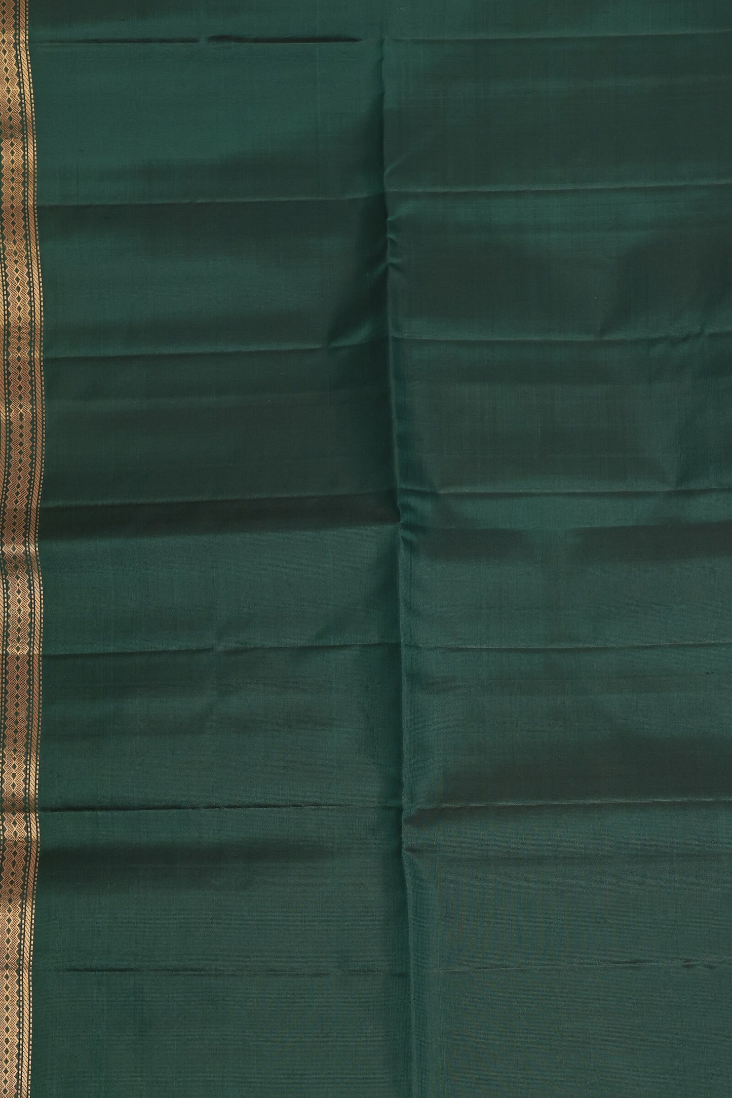 Bottle Green Pure Silk Saree With Small Zari Border, design view 4