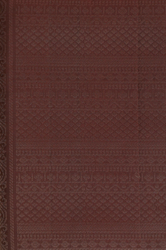 Coffee Brown Pure Silk Saree With Medium Zari Border, folded saree view