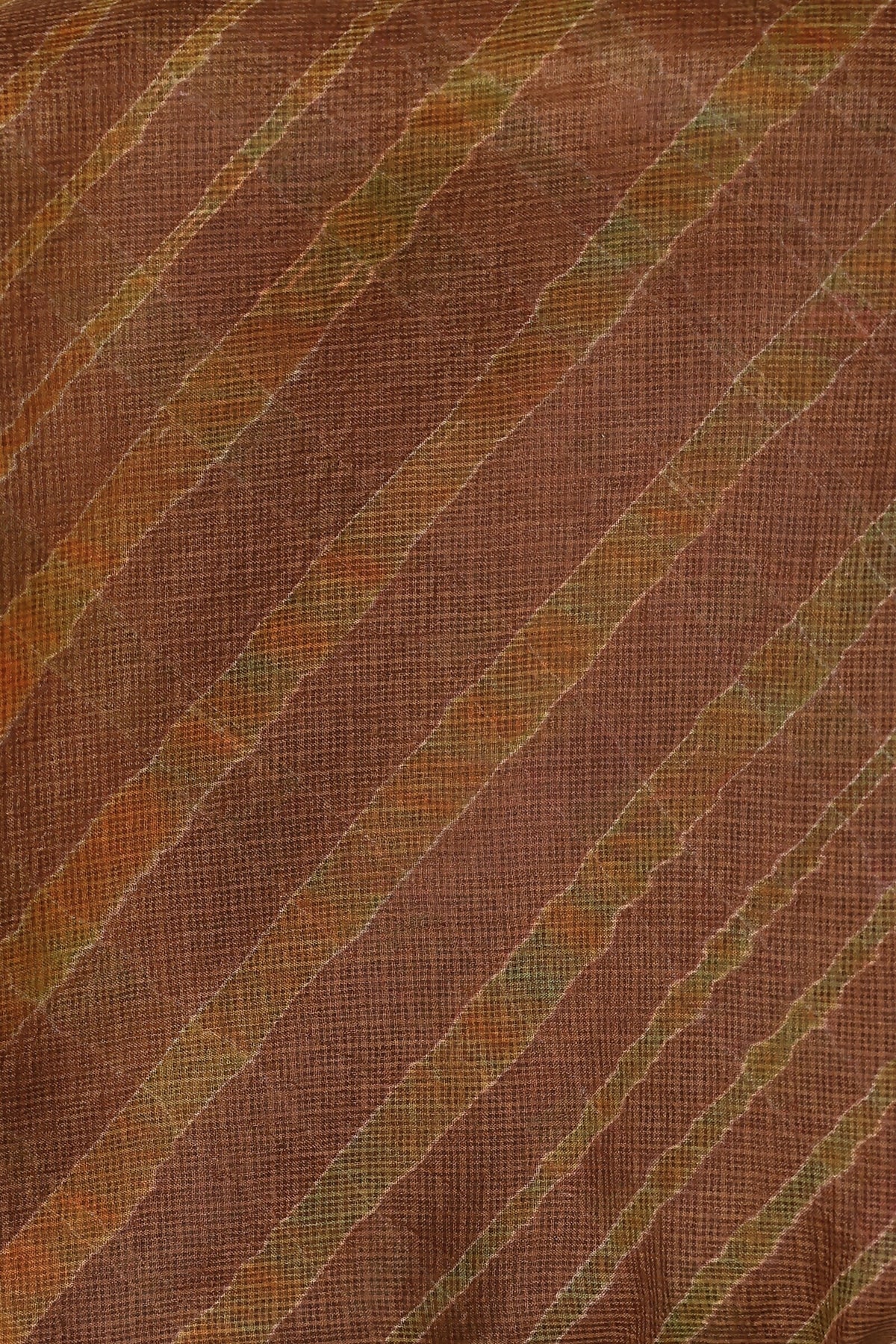 Coffee Brown Silk Kota Lahariya Saree, fabric detail