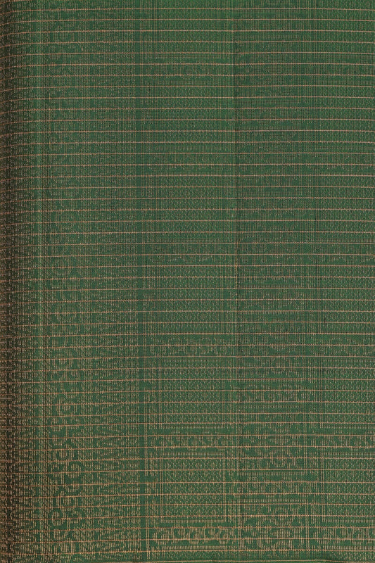 Green Pure Silk Saree With Small Zari Kattam And Mayil Buttas, fabric detail
