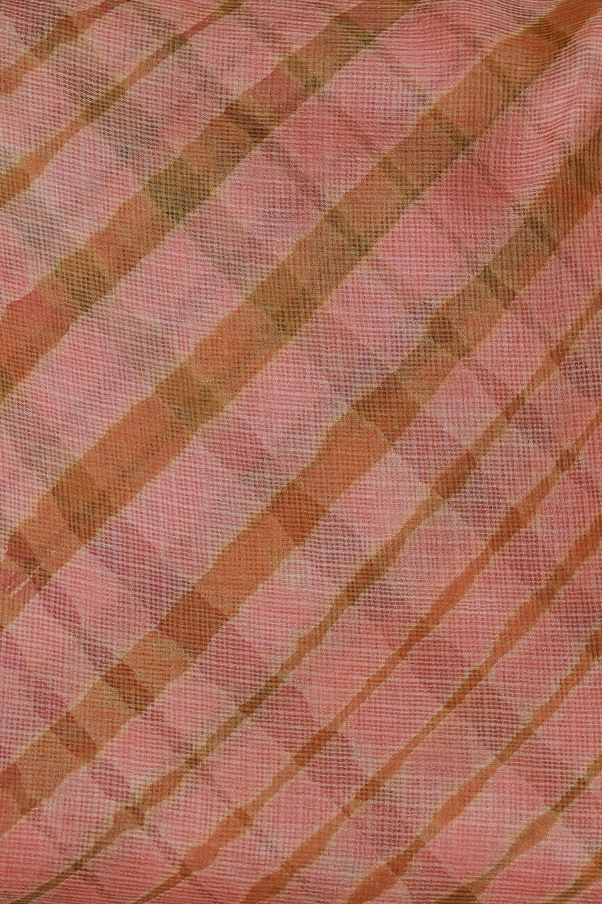 Light Peach Silk Kota Lahariya Saree, fabric detail