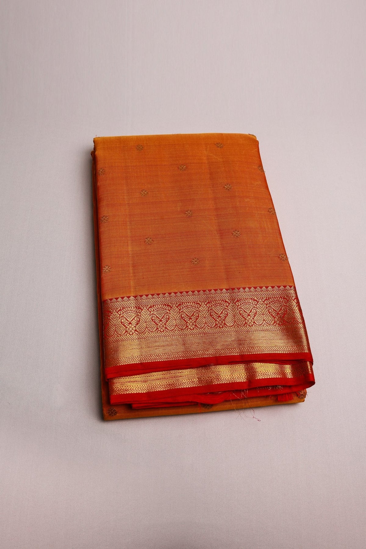 Orange and Magentha Red Border Kanjeevaram Saree