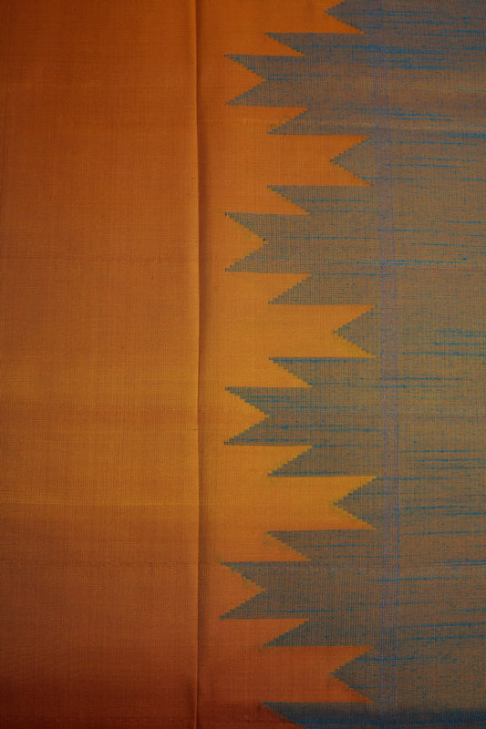 Pure Silk Saree Yellow Saree with Blue Thazhampoo Border