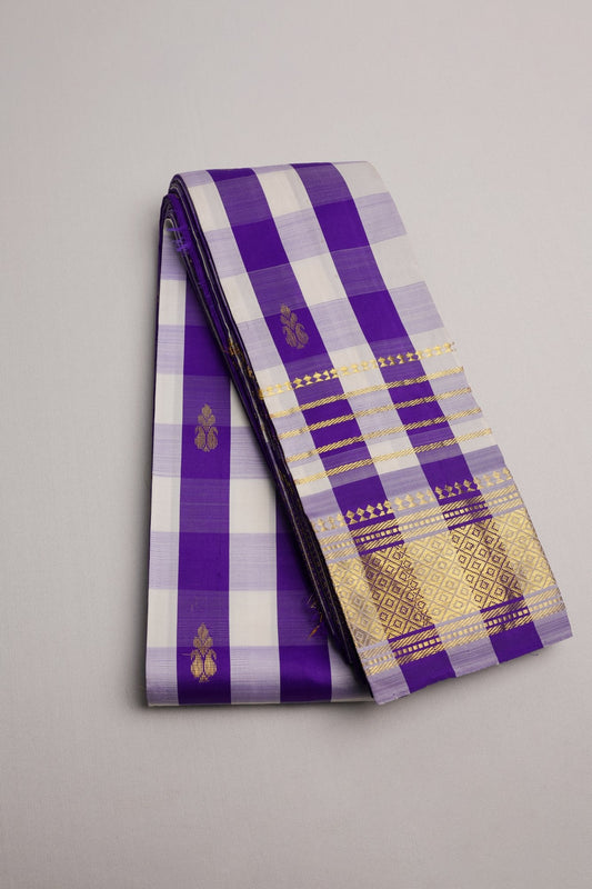 White and Blue Thirubhoovanam Kattam Saree