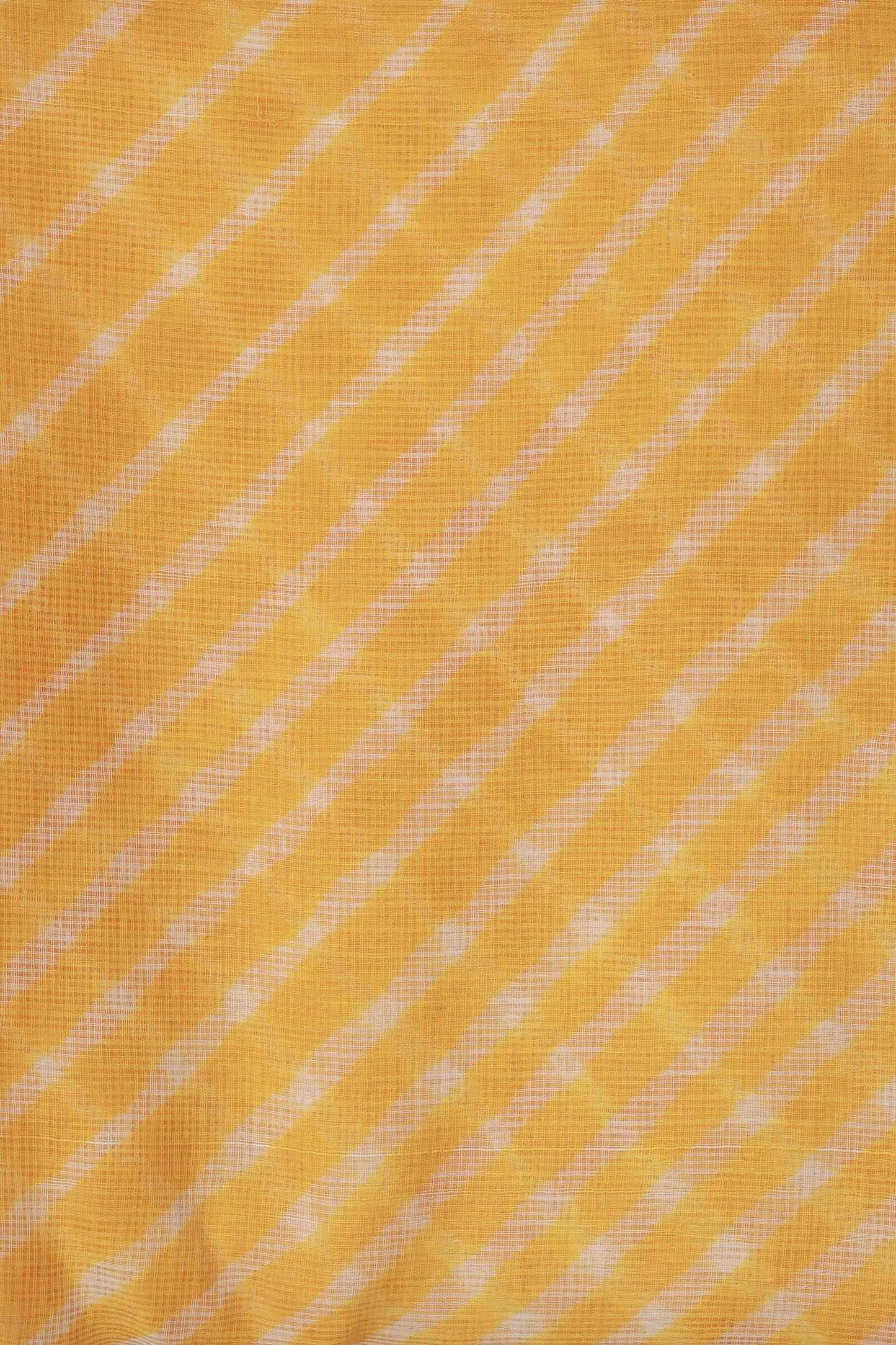 Yellow And White Kota Doria Lahariya Saree, fabric detail