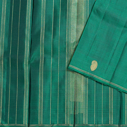 Handwoven green Kanchipuram 3-gram zari  silk saree