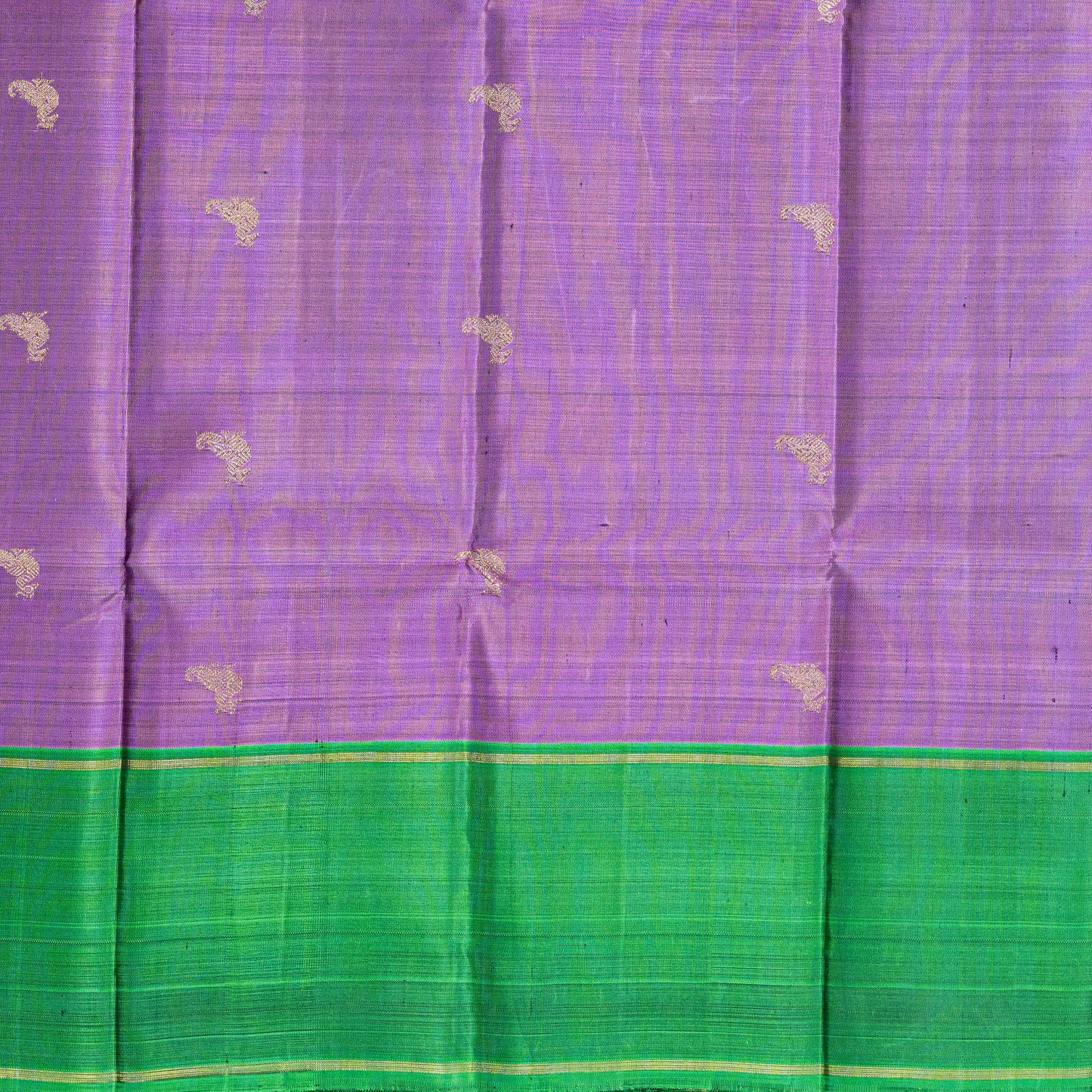 Kanchipuram silk saree - lavender-pink body with  3-gram golden zari