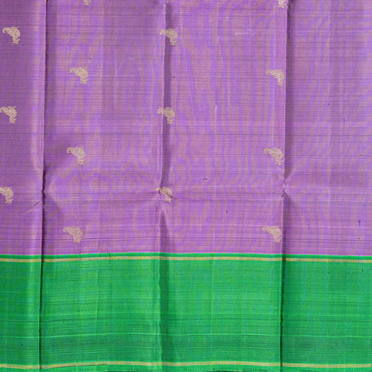 Kanchipuram silk saree - lavender-pink body with  3-gram golden zari