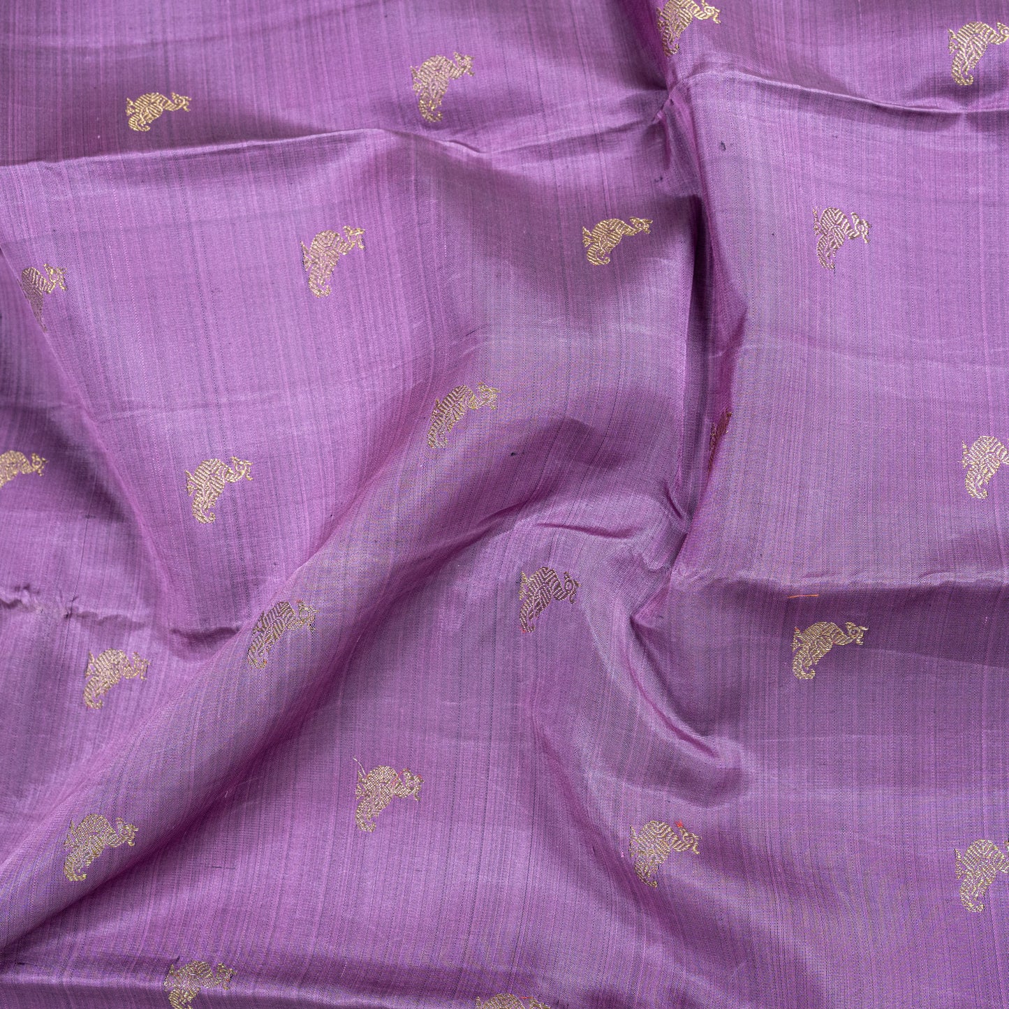Kanchipuram silk saree - lavender-pink body with  3-gram golden zari