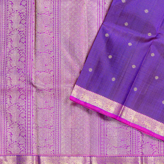 Regal Royal Purple Silk Saree with Rani Pink & Gold Zari Pallu