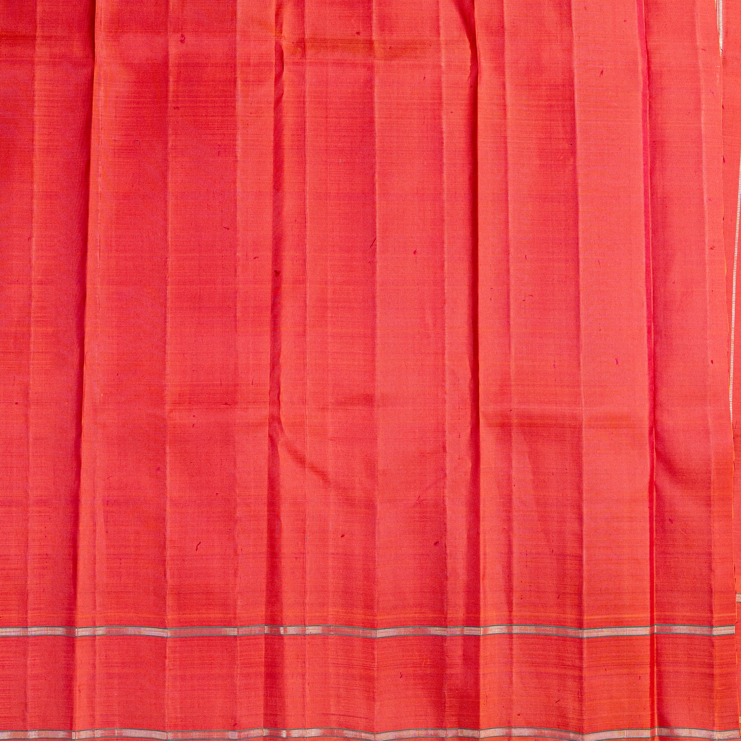 Classic Tomato Red Silk Saree with Gold Zari Stripes and Motifs