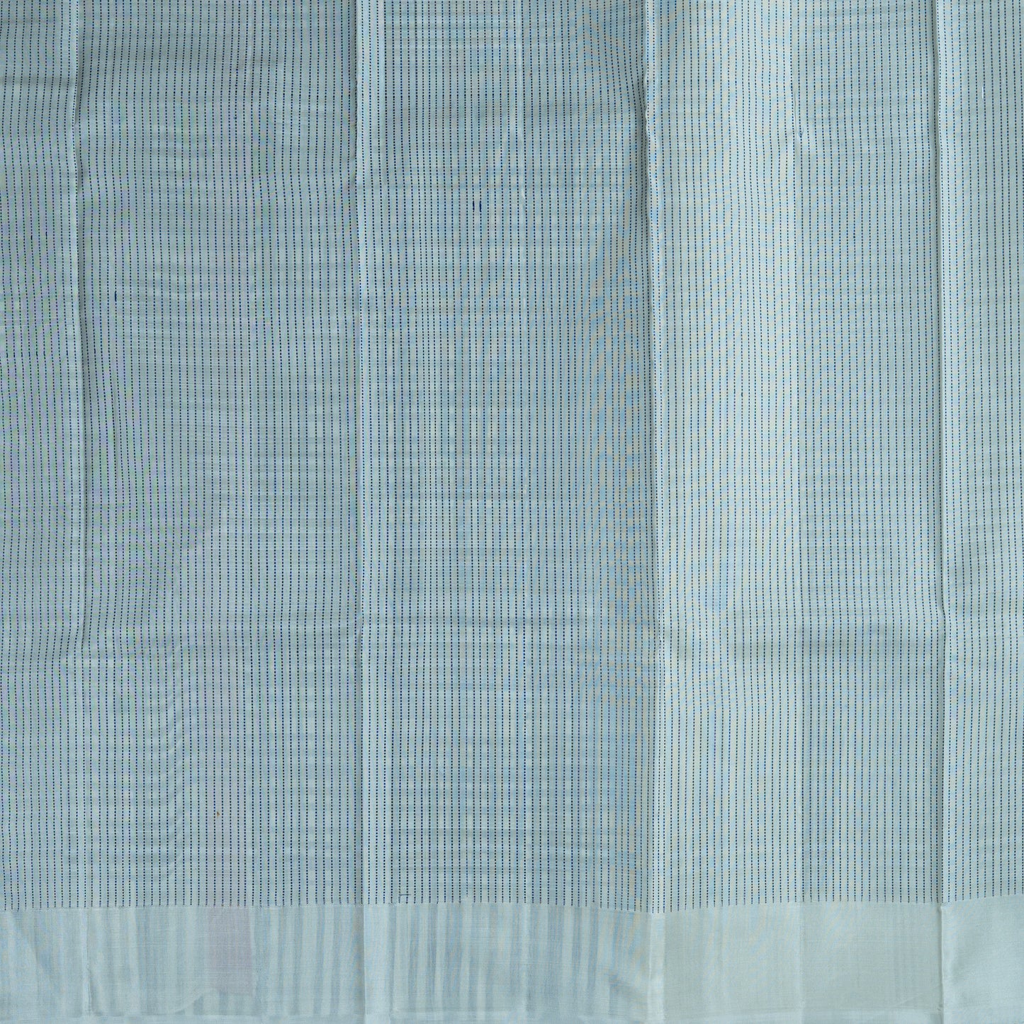 Monochrome Handloom Saree: Black Check Pallu & White Striped Body