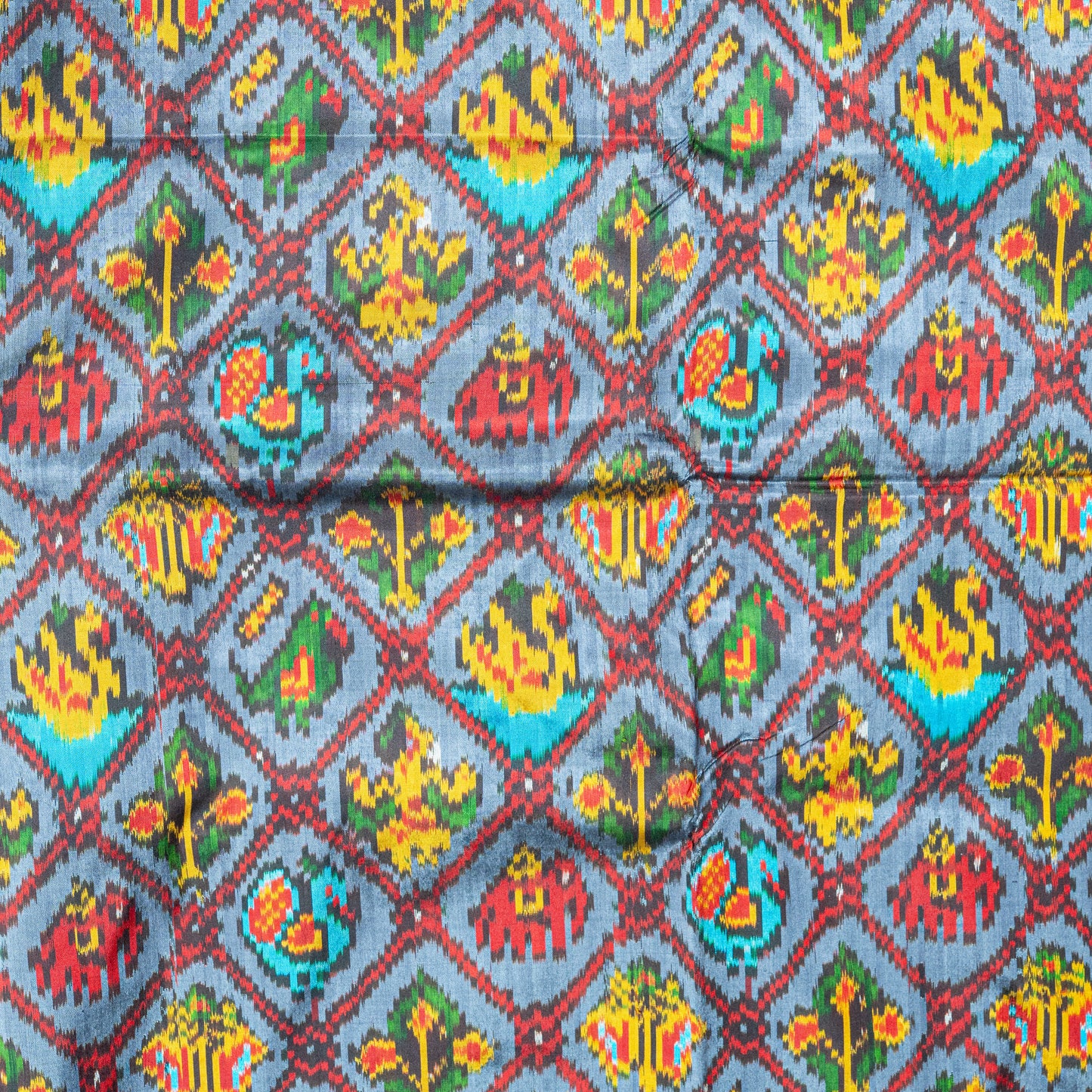 Handwoven Pochampally vibrant Blue Red Ikat Silk Saree