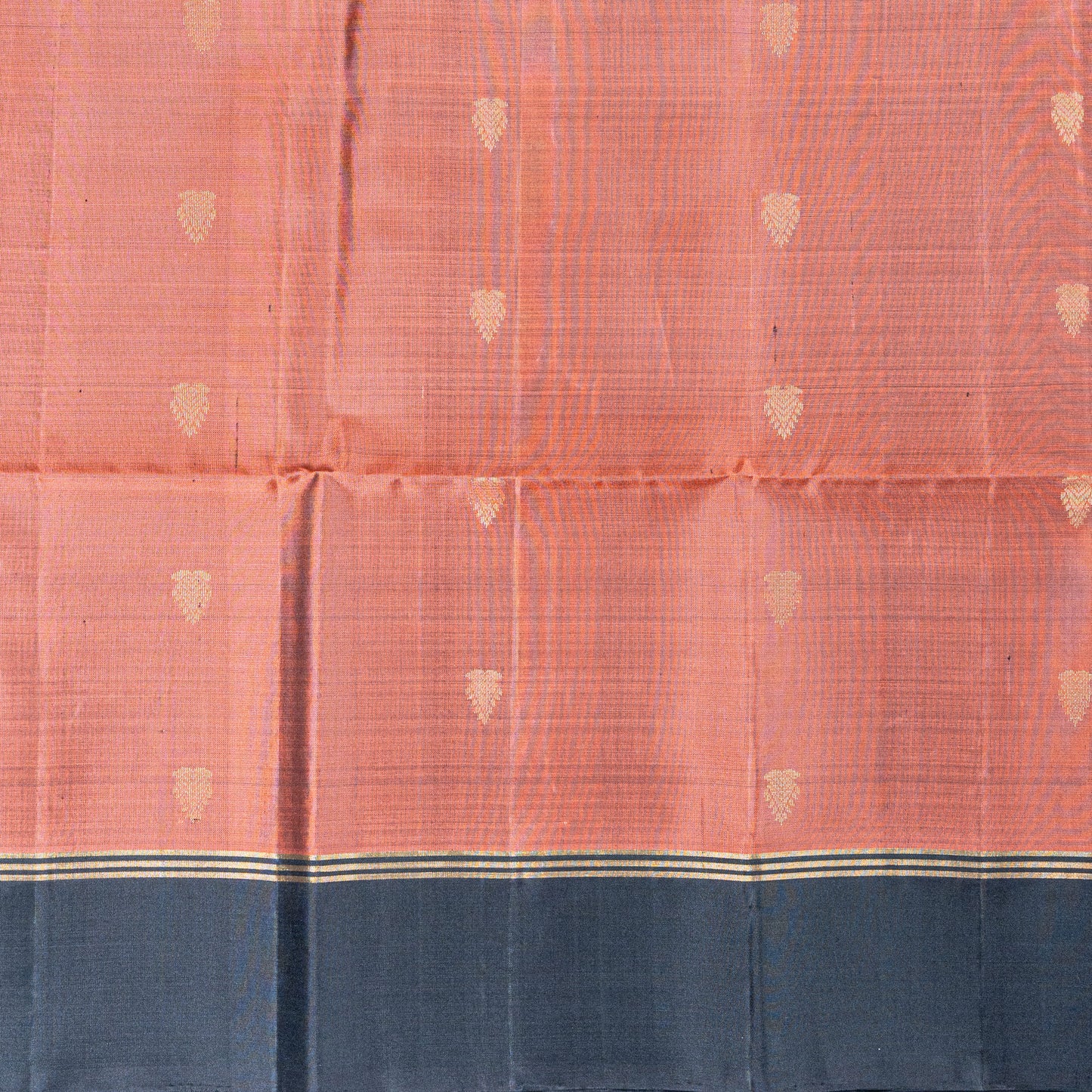 Classic Terracotta & Black Silk Saree with Woven Zari Pallu