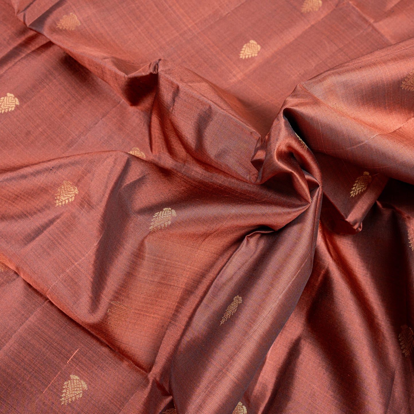 Classic Terracotta & Black Silk Saree with Woven Zari Pallu