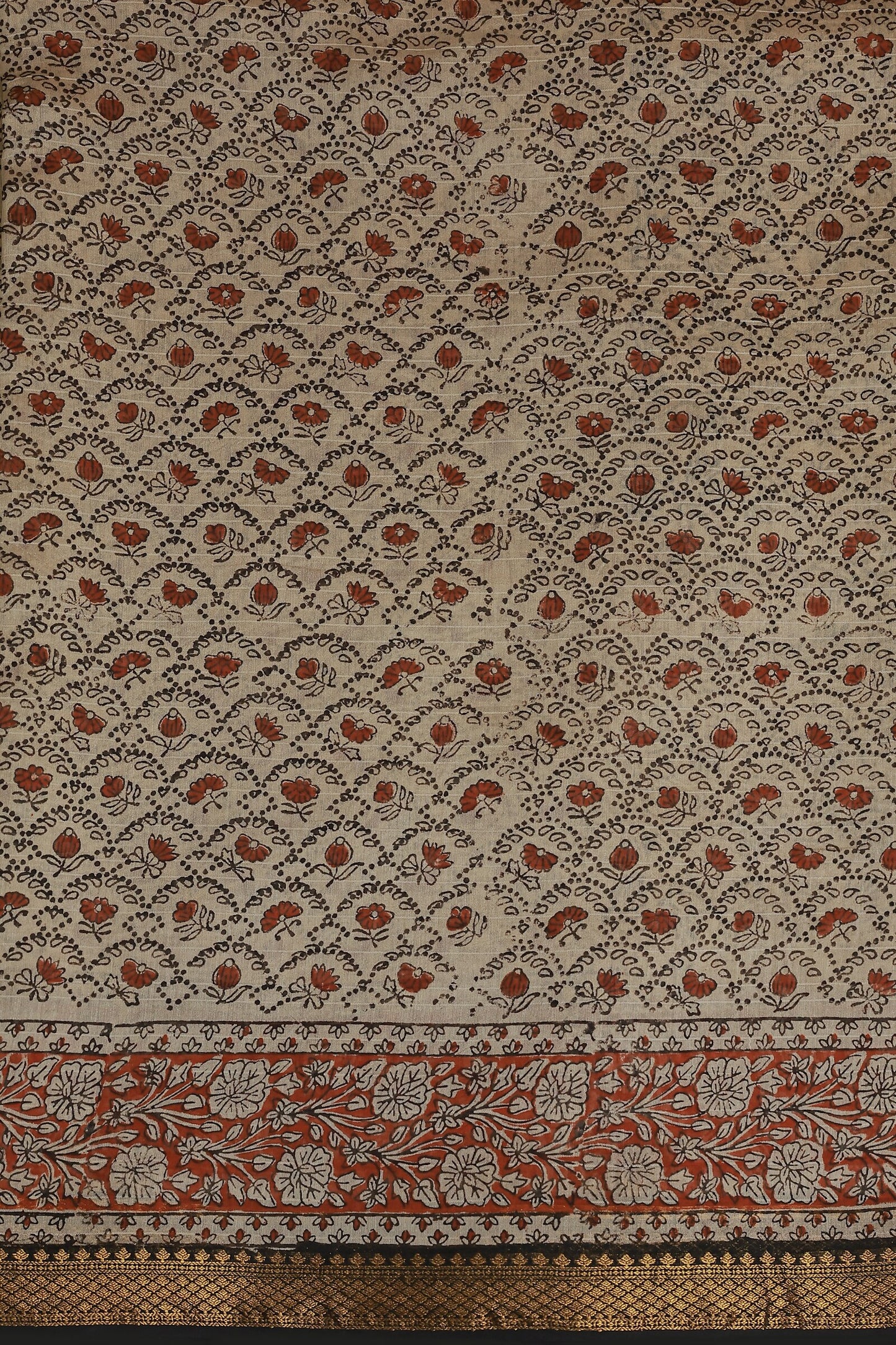 Bagru Chanderi Handblock Print Saree With Zari Border Design A, fabric detail