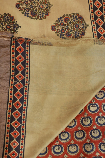 Bangalore Silk Saree With Handblock Print, folded saree view