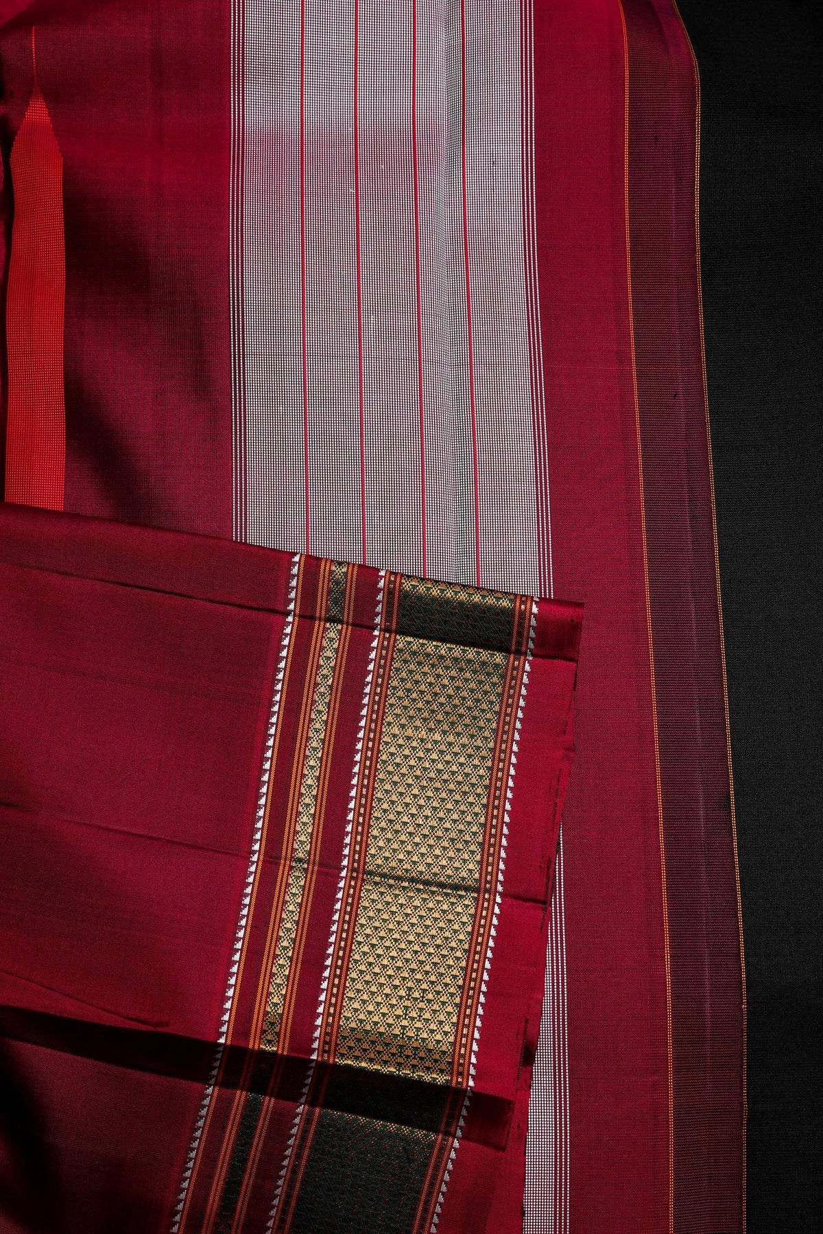Black Ilkal Saree with Meroon Border