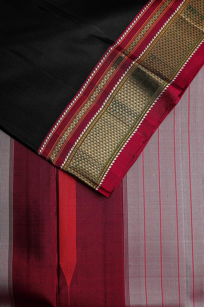 Black Ilkal Saree with Meroon Border