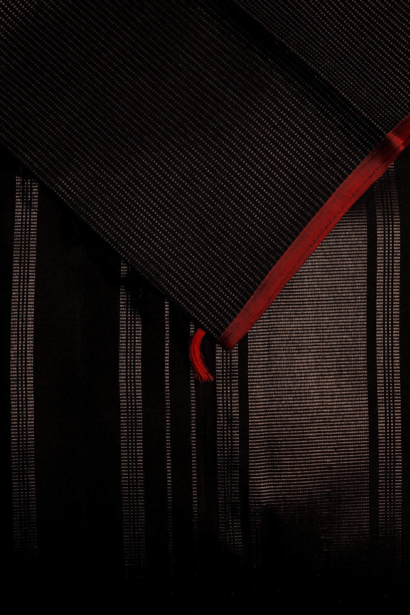 Black Zari Line Kanjeevaram Saree with Burned Orange Small Border