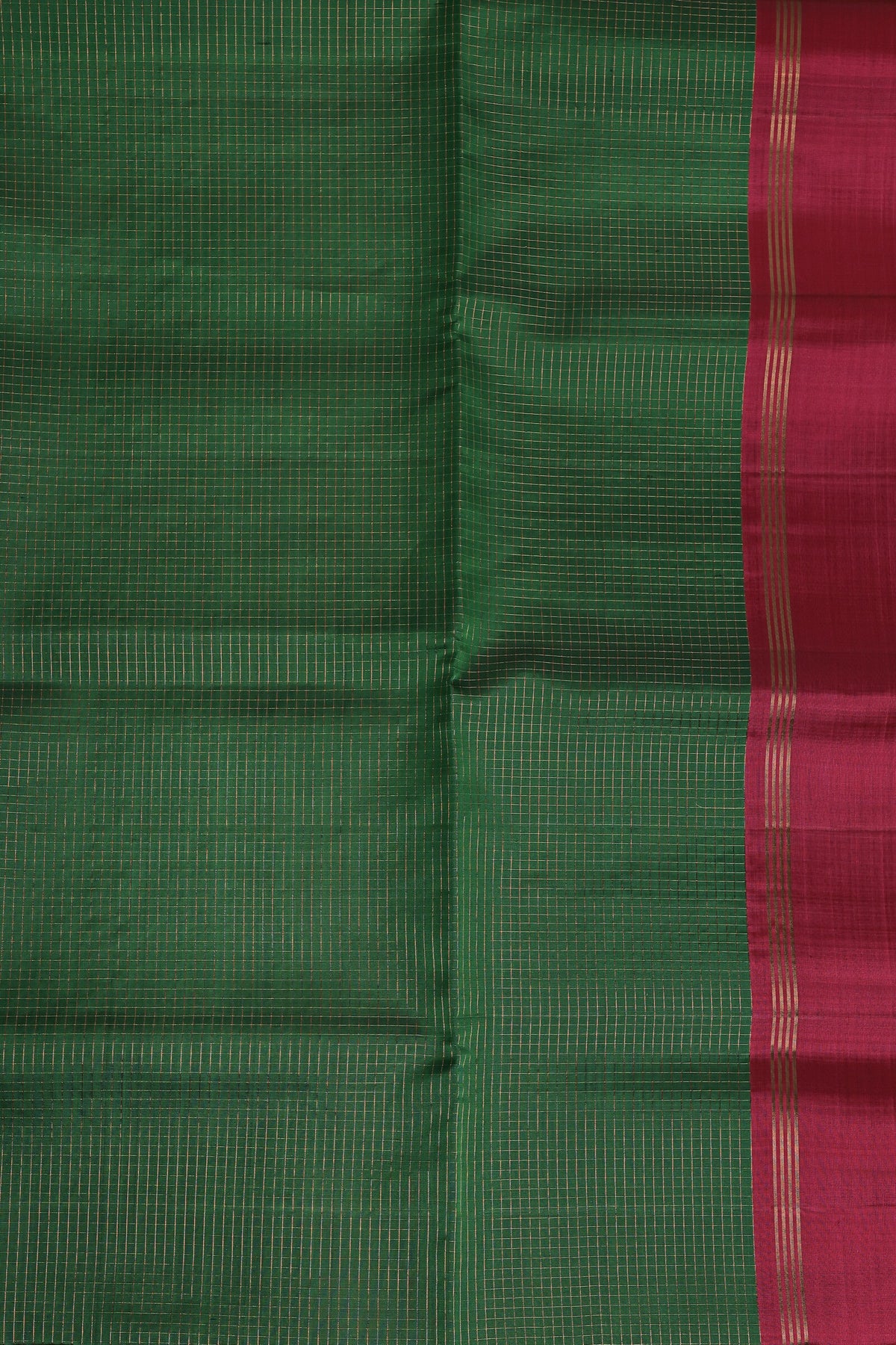 Bottle Green And Pink Border Pure Silk Saree, design view 3