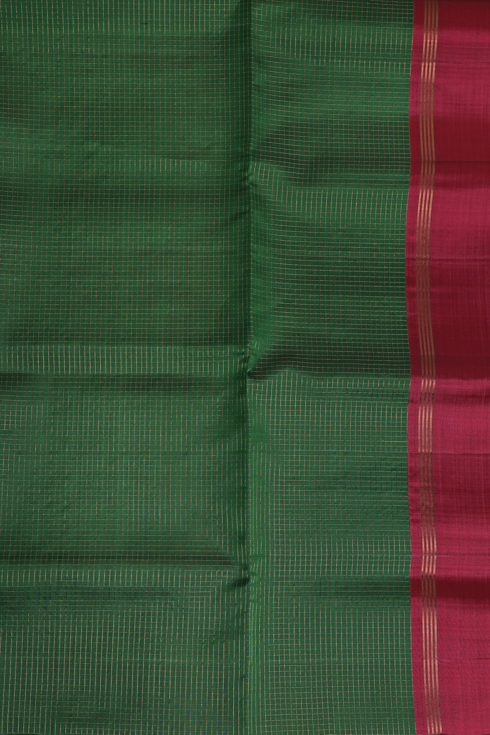 Bottle Green And Pink Border Pure Silk Saree, design view 3