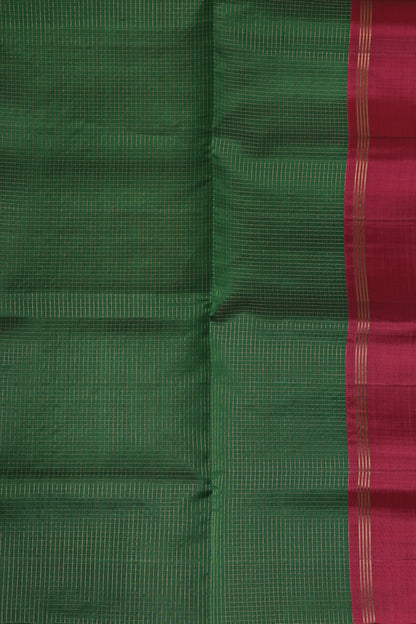 Bottle Green And Pink Border Pure Silk Saree, design view 3