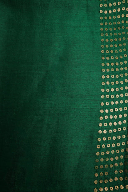 Bottle Green Matka Silk Saree with Sequence Weaving