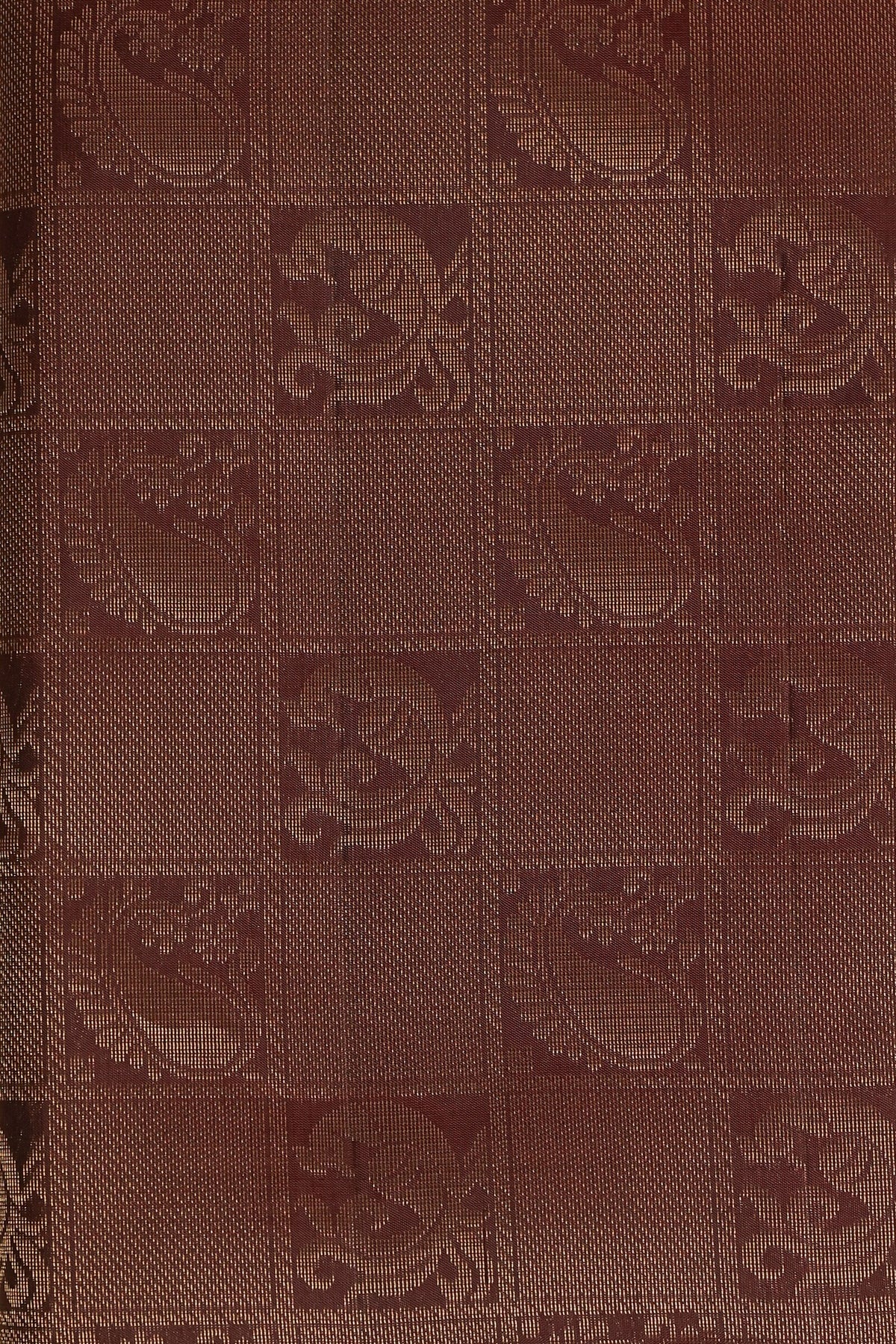 Coffee Brown Pure Silk Saree With Small Zari Border, fabric detail