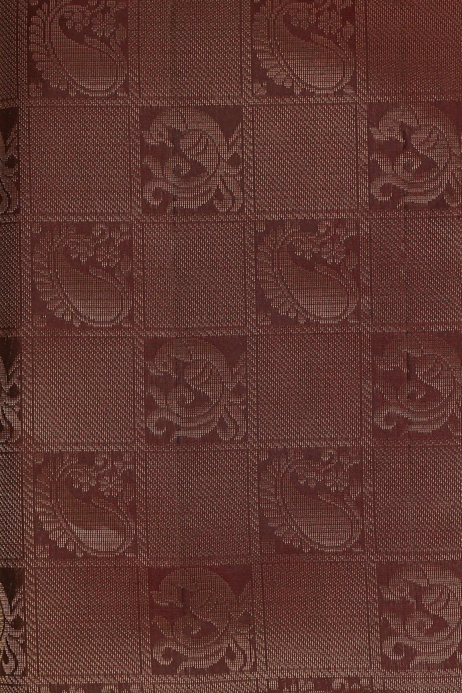 Coffee Brown Pure Silk Saree With Small Zari Border, fabric detail