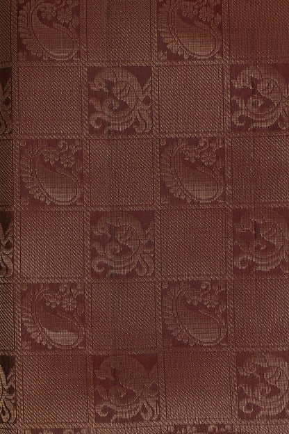 Coffee Brown Pure Silk Saree With Small Zari Border, fabric detail