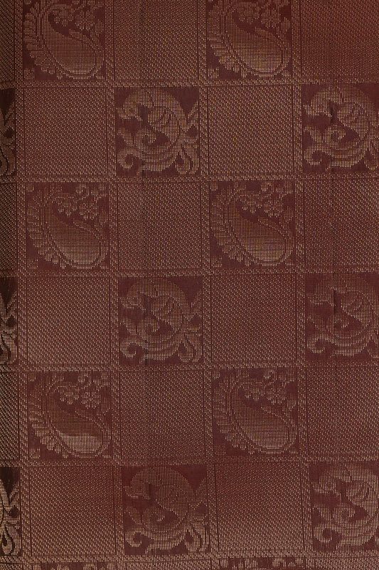Coffee Brown Pure Silk Saree With Small Zari Border, fabric detail