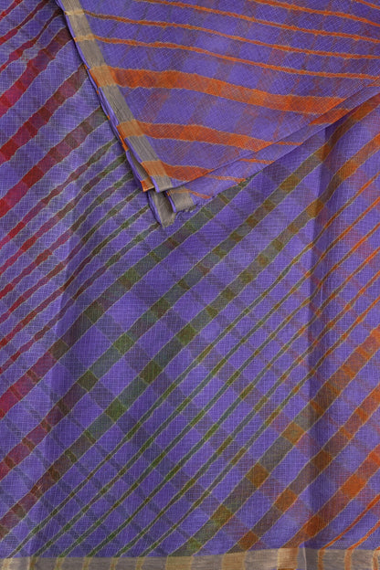 Dark Lavender Pink Silk Kota Lahariya Saree, folded saree view