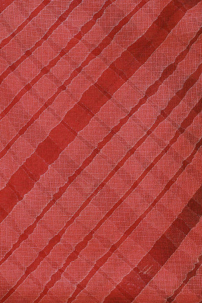Dark Pink And Peach Silk Kota Lahariya Saree, fabric detail