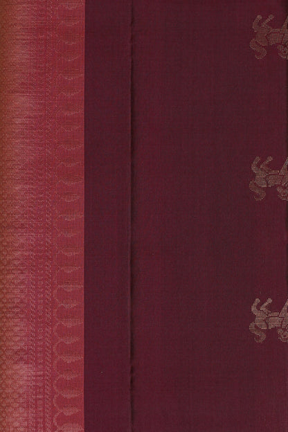 Dark Purple And Pink Pure Silk Saree, fabric detail
