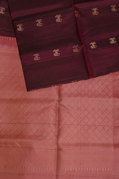 Dark Purple And Pink Pure Silk Saree, folded saree view