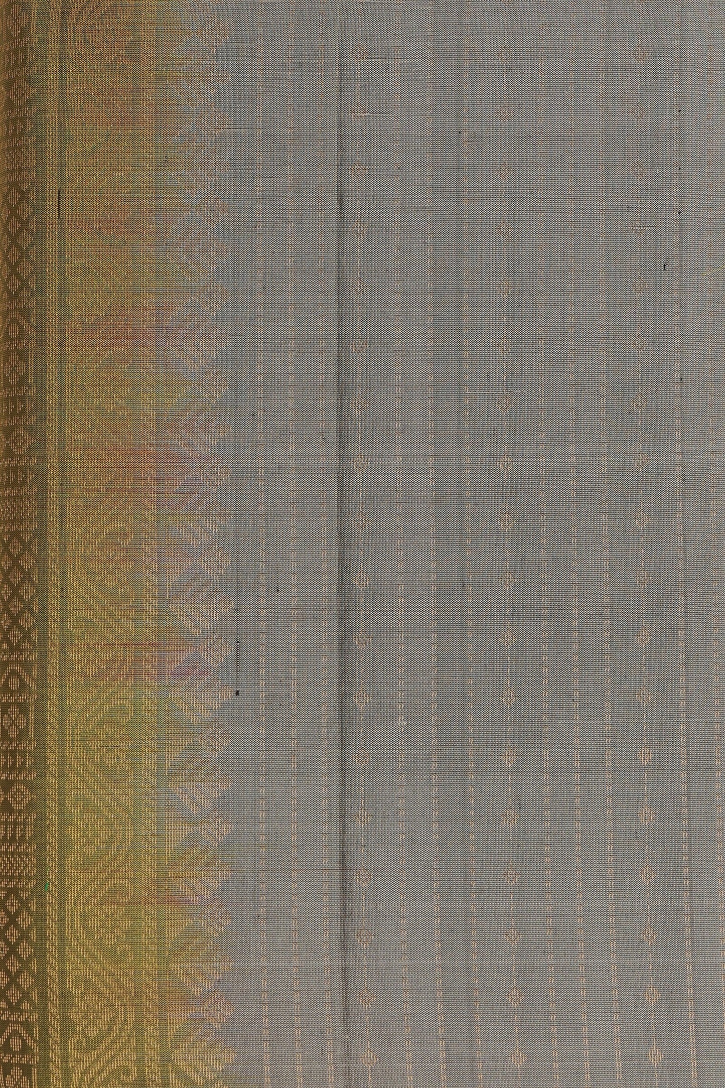 Dark Silver Grey And Parrot Green Pure Silk Saree, fabric detail