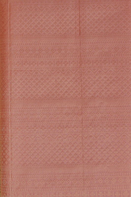 Dusty Rose Pure Silk Saree With Small Zari Borders, fabric detail