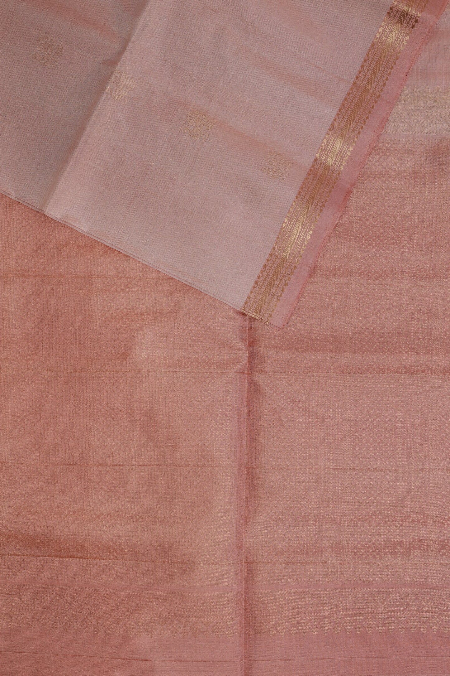 Dusty Rose Pure Silk Saree With Small Zari Borders, design view 3