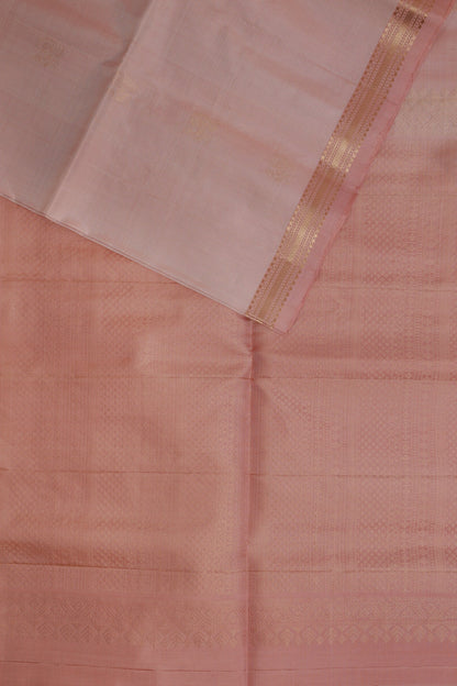 Dusty Rose Pure Silk Saree With Small Zari Borders, design view 3
