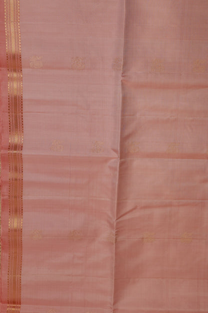 Dusty Rose Pure Silk Saree With Small Zari Borders, design view 4