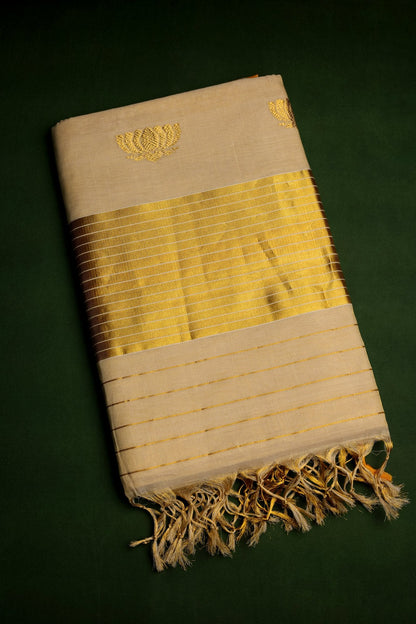 Golden Lotus Tissue Set Saree