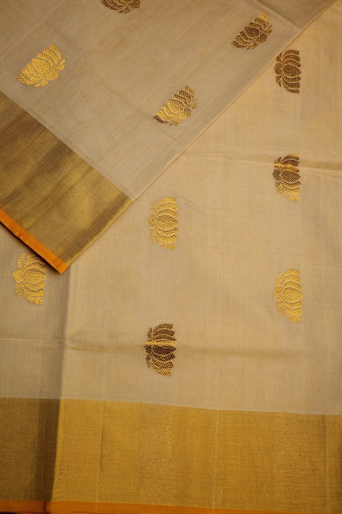 Golden Lotus Tissue Set Saree