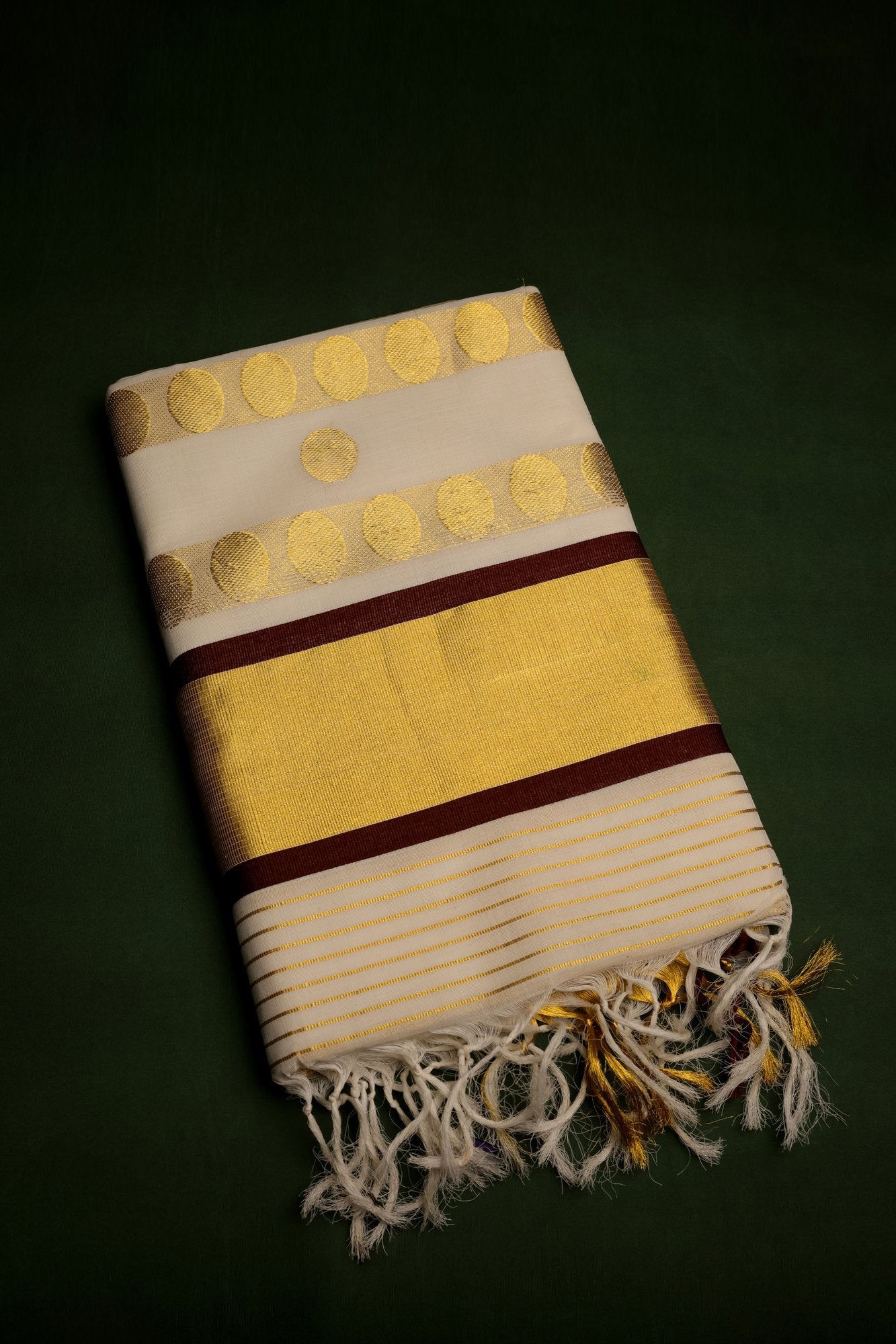 Golden Polka Dot Set Saree