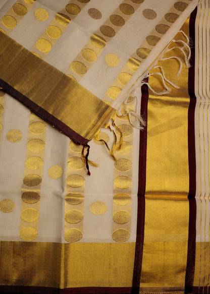 Golden Polka Dot Set Saree