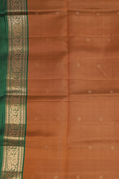 Golden Yellow And Green Border Pure Silk Saree, design view 4