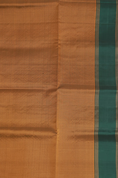 Golden Yellow And Green Pure Silk Saree With Small Zari Kattam, design view 4