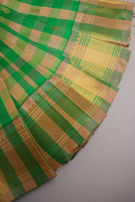 Green and Beige Thirubhoovanam Kattam Saree