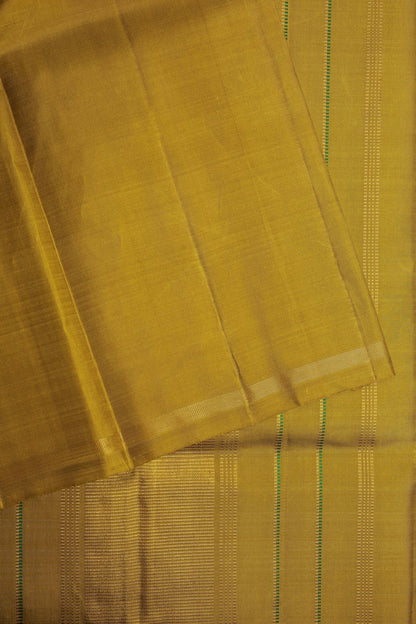 Green Kanjeevaram Line Zari Saree with Small Zari Border with Contrast Pallu