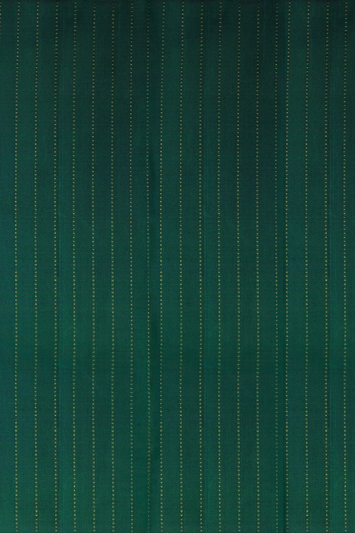 Green Kanjeevaram Line Zari Saree with Small Zari Border with Contrast Pallu
